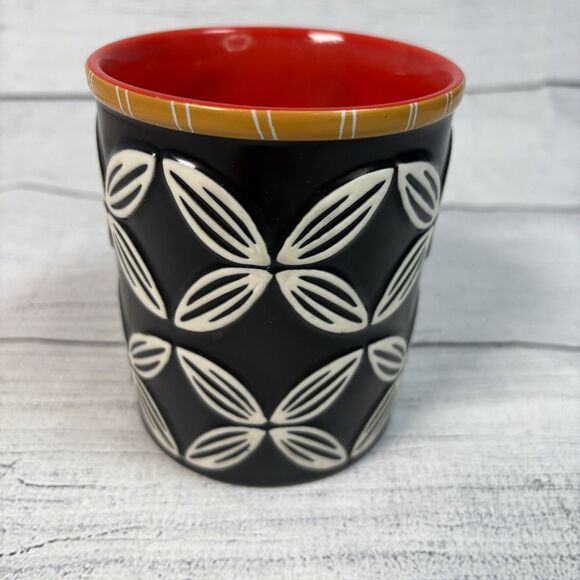 Starbucks 2008 Coffee Mug Hawaiian Tiki Flower Black Red New Bone China 16 oz - Picture 3 of 6